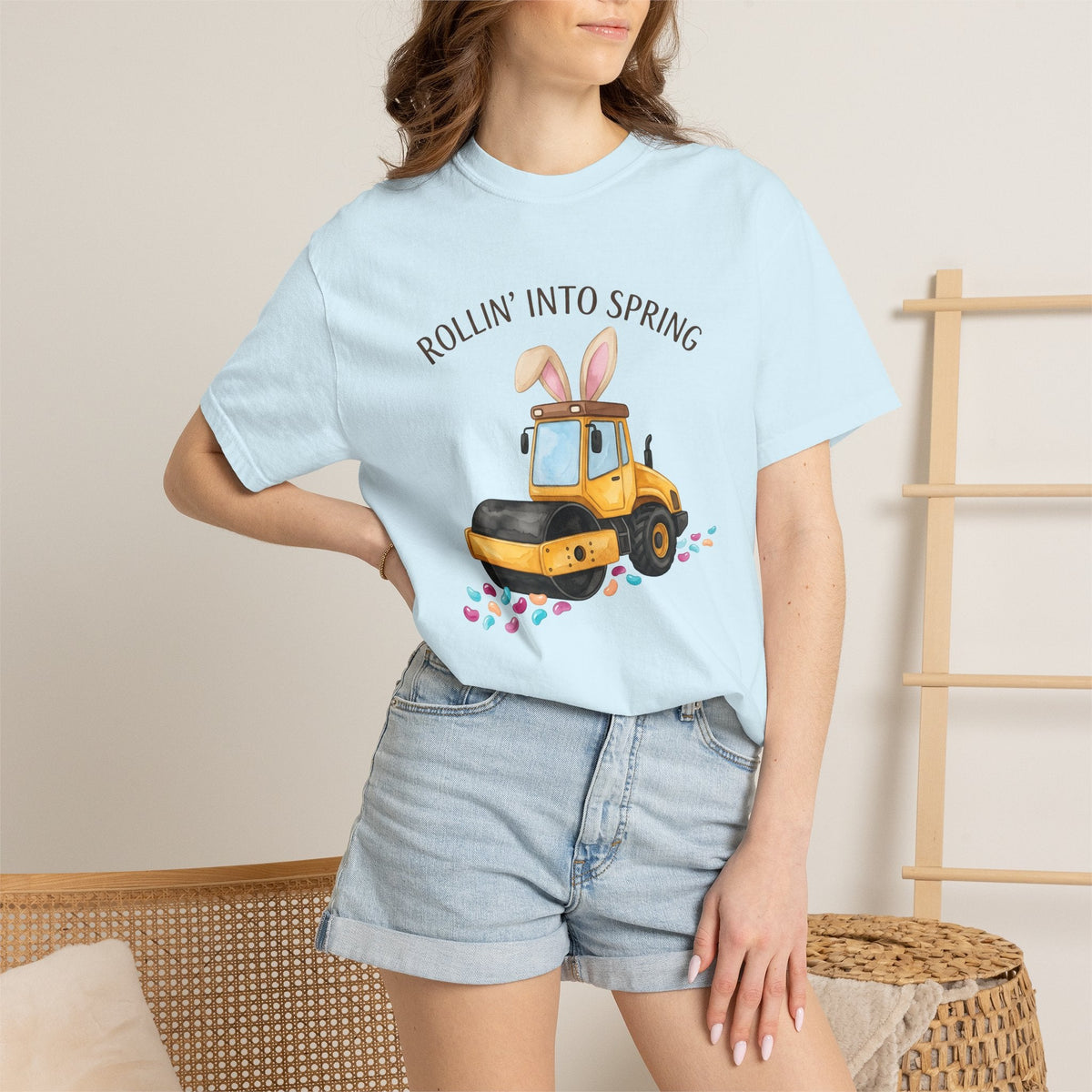 Steamroller Bunny Ears Shirt Easter Construction Unisex product image 9