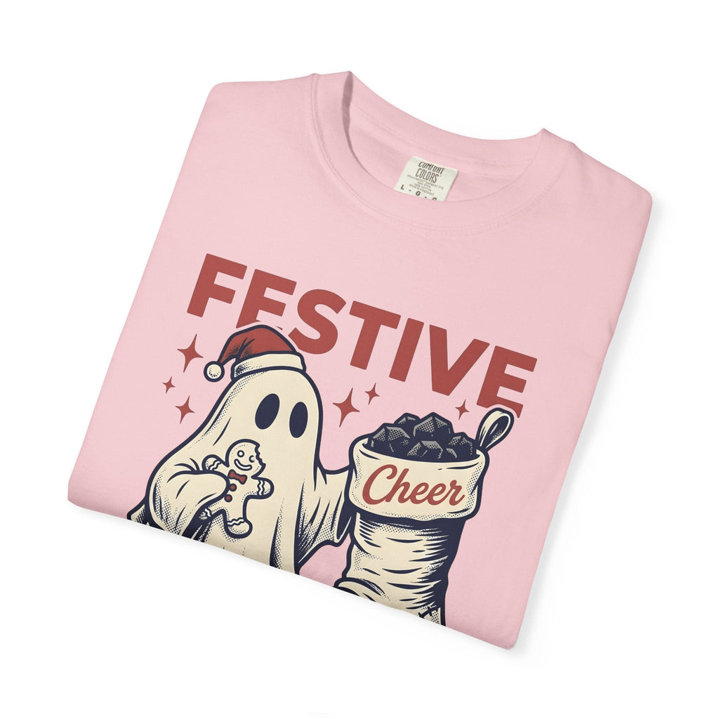 Ghost Santa Hat Shirt Christmas Humor Unisex Gift Vintage Tee Santa Hat T-Shirt