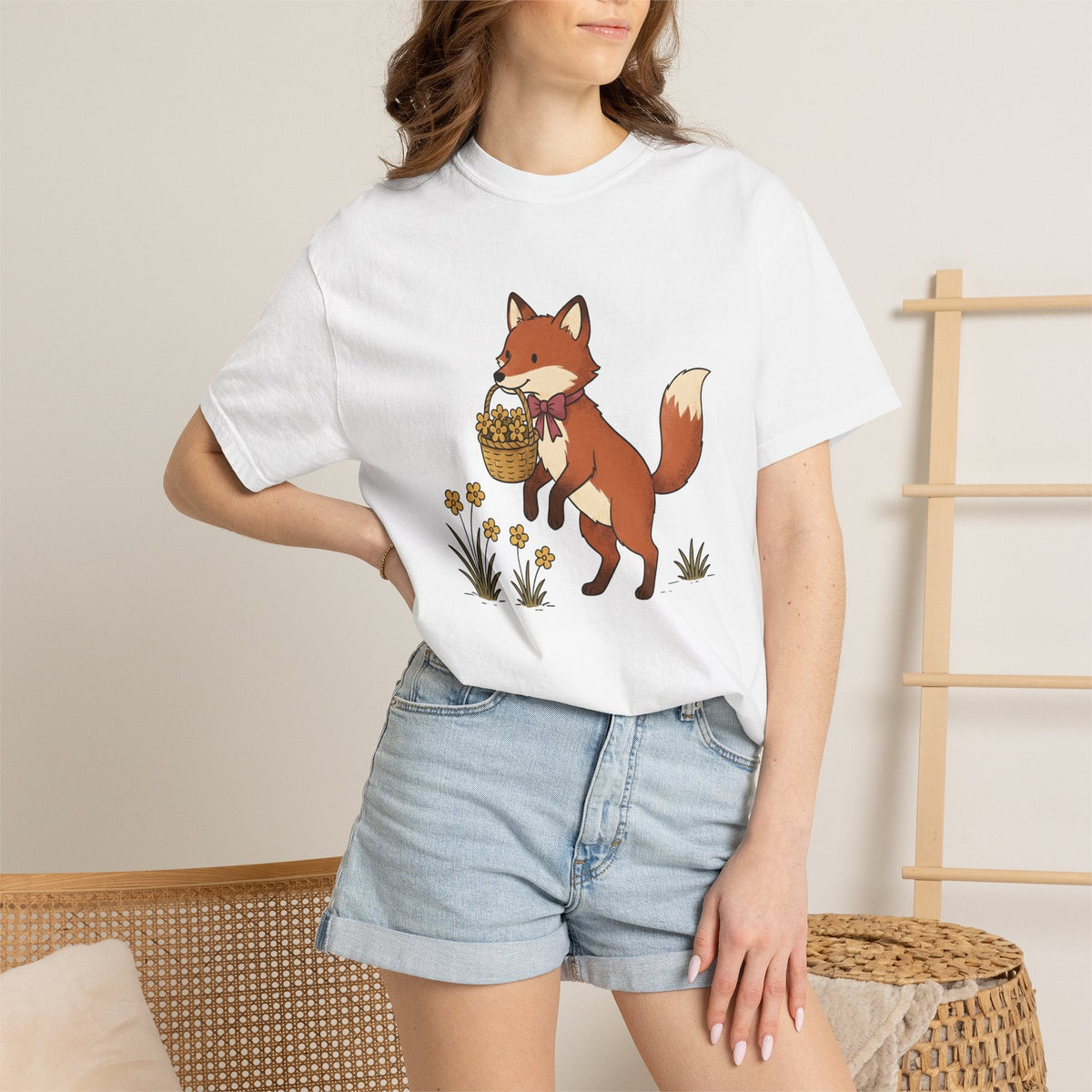 Fox Basket Shirt Easter Animal Unisex Gift Cute Tee product image 6