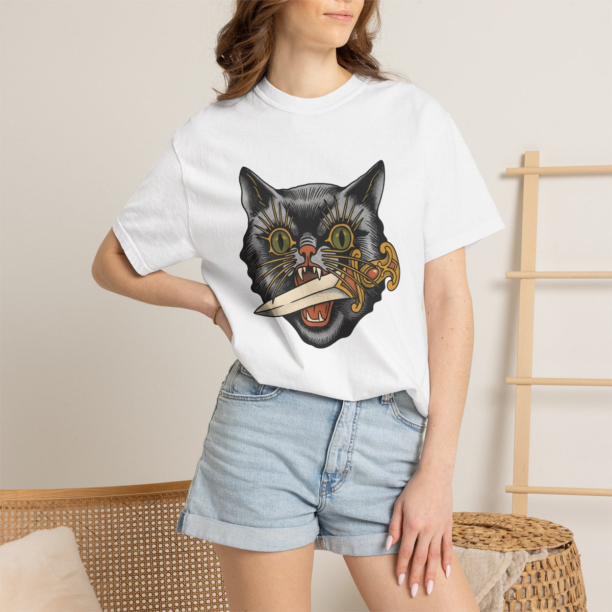 Black Kitty Shirt Cat Horror Unisex Gift Ink Tee T-Shirt product image 6