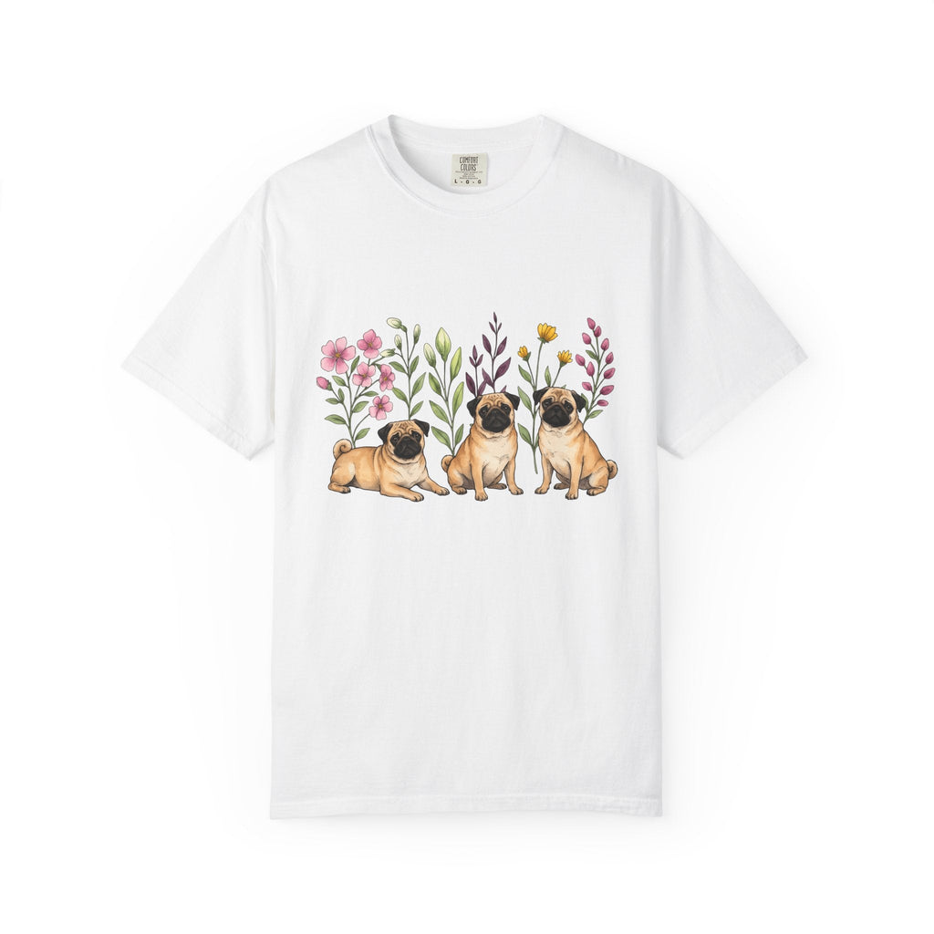 Pug Group Shirt Dog Plants Unisex Gift Line Art Tee T-Shirt product image 1
