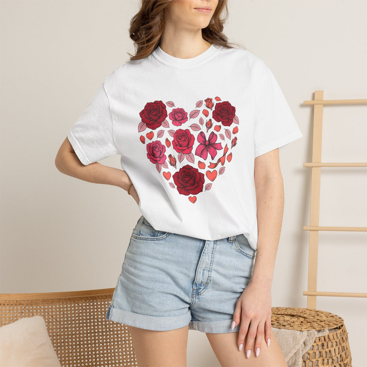 Rose Heart Shirt Valentines Day Floral Unisex Gift Hand product image 6