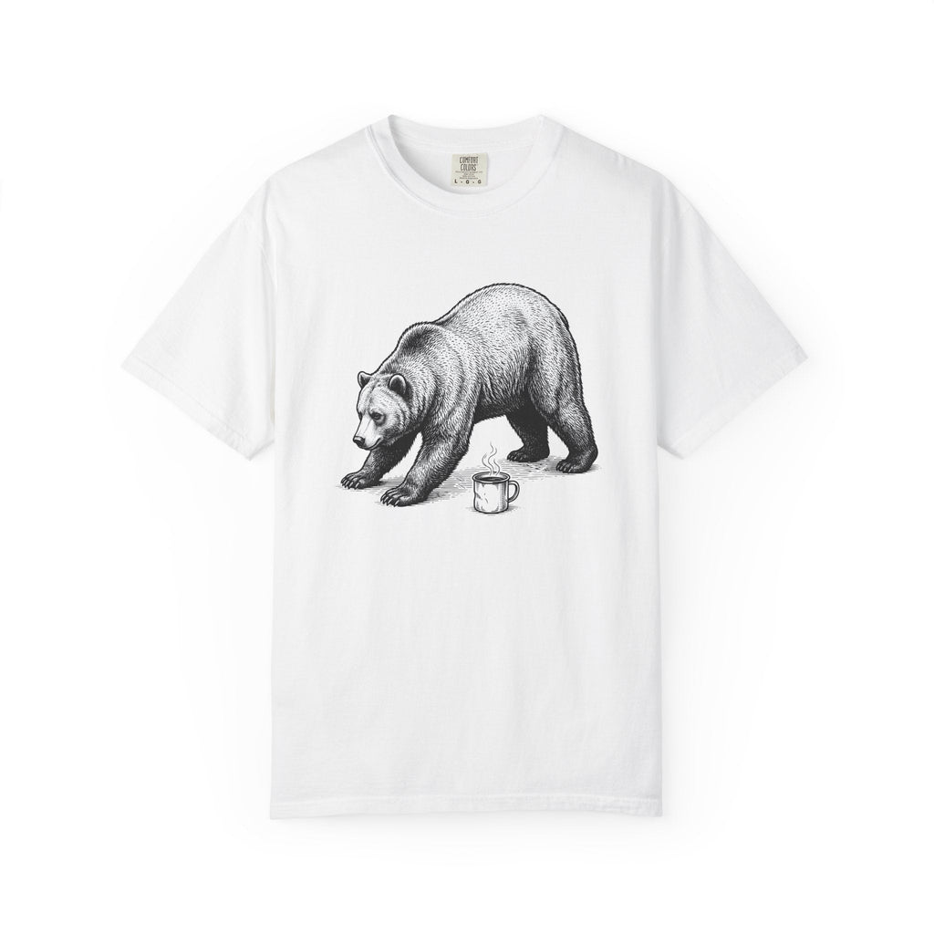 Bear Latte Shirt Coffee Outdoors Unisex Gift Sketch Tee Latte Art T-Shirt Coffee