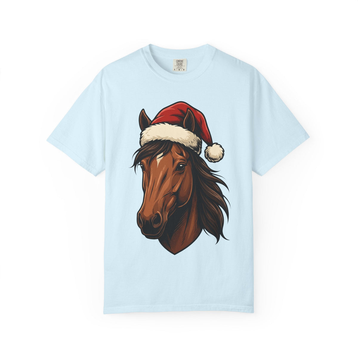 Horse Santa Hat Shirt Christmas Animal Unisex Gift Line Art Tee Equine T-Shirt