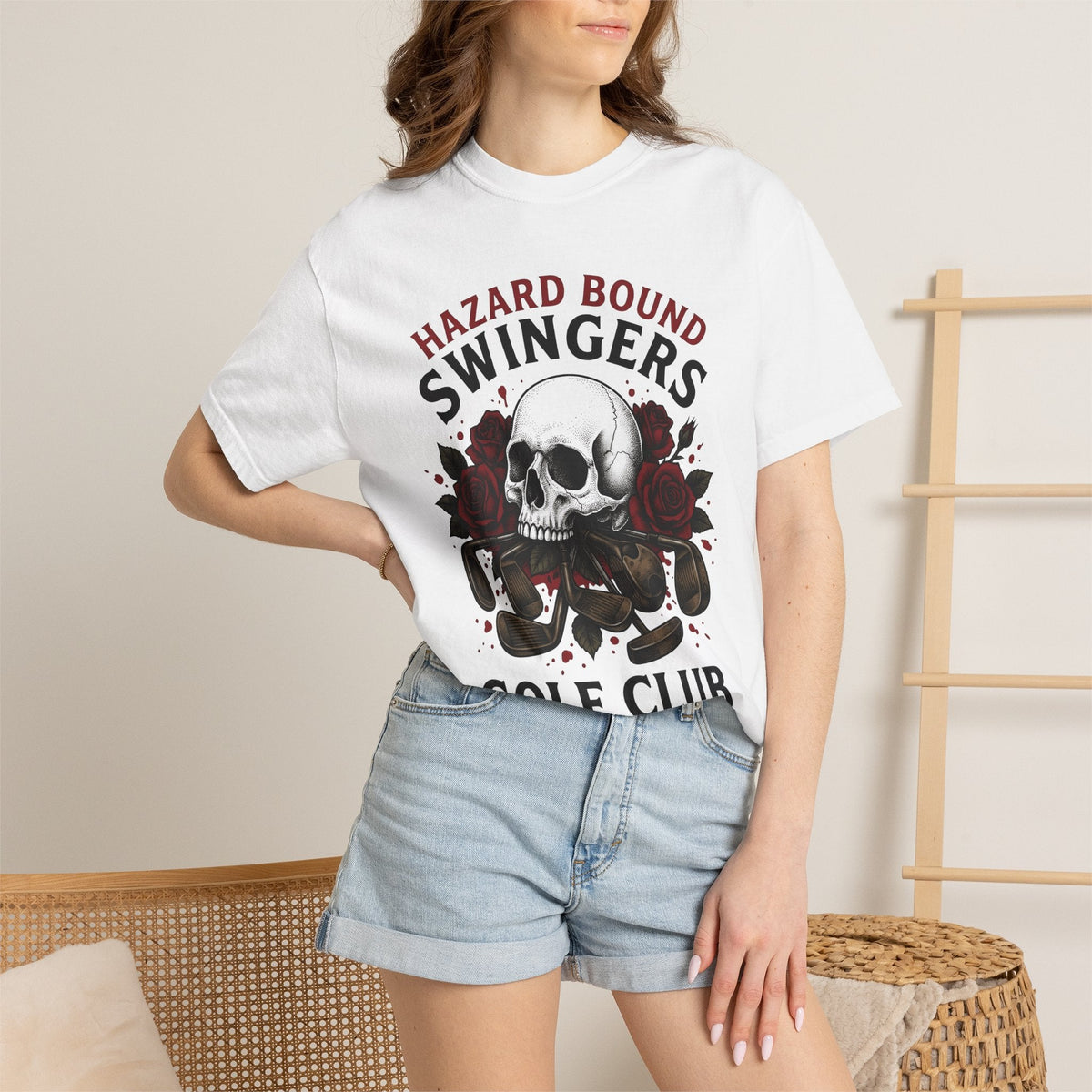 Skull Rose Golf Clubs Shirt Fun Unisex Gift Illustrative Tee product image 6