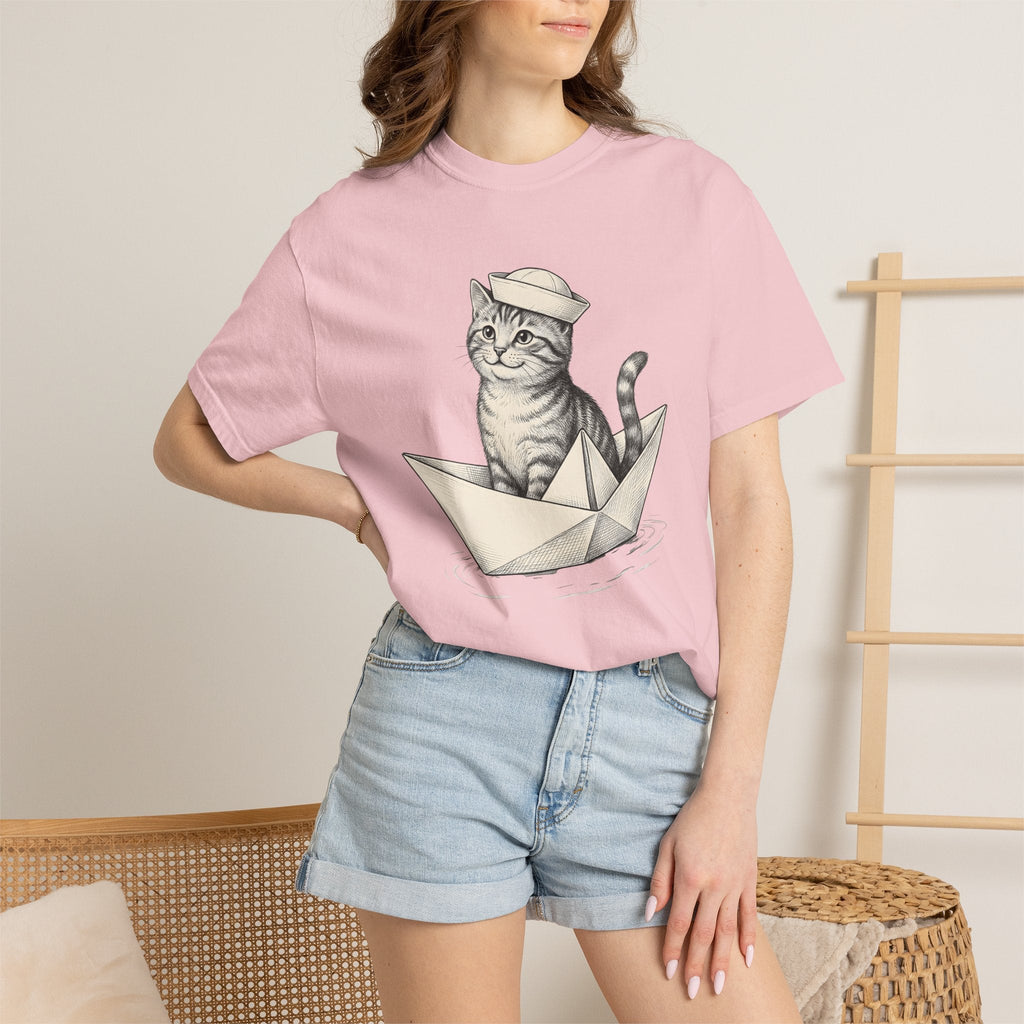 Kitten Boat Shirt Cat Animals Unisex Gift Hand Drawn Tee product image 12