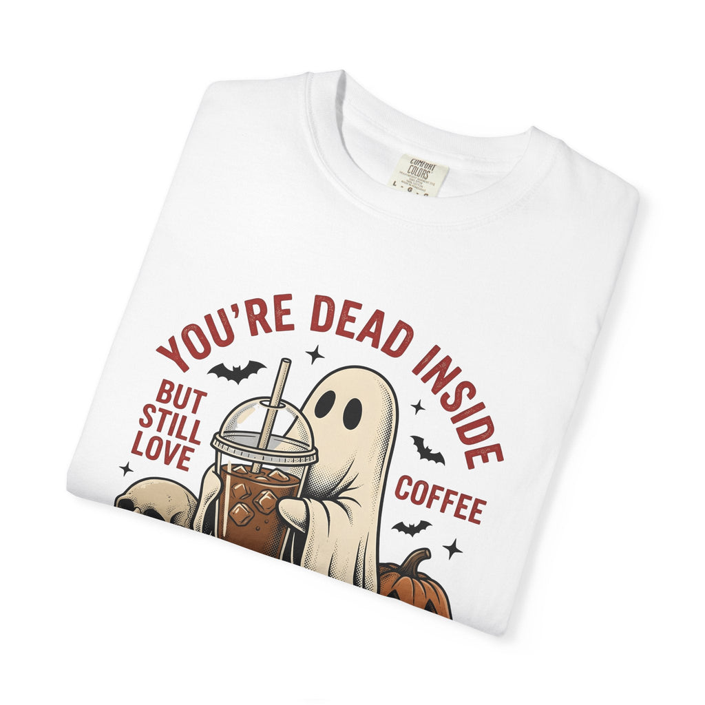Phantom Coffee Tumbler Shirt Halloween Cafe Unisex Gift Weathered Tee Travel Mug