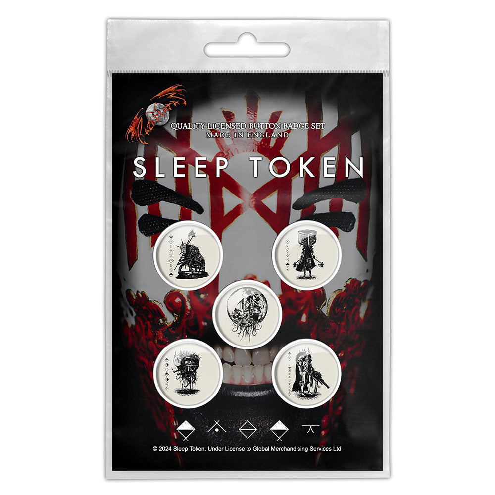 Sleep Token Vessel Mask 5 x Pin Button Badge Pack