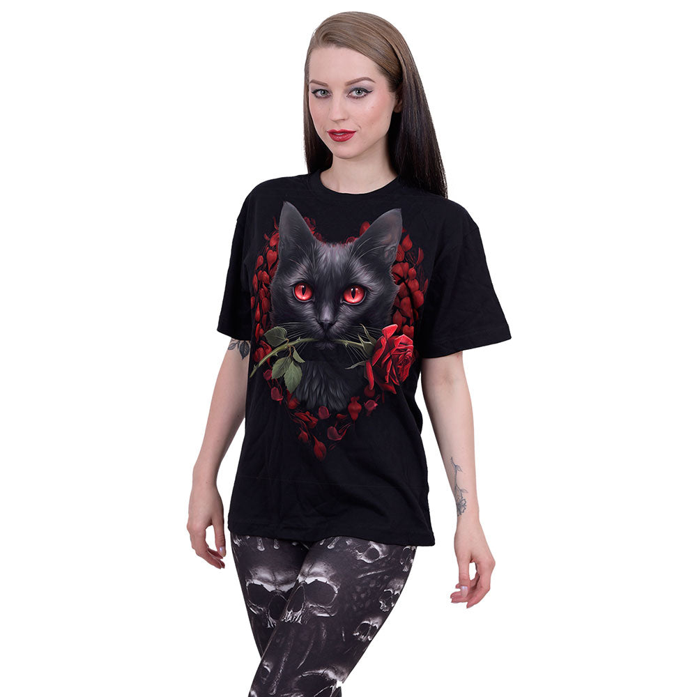 Spiral - CAT'S LOVE - Front Print T-Shirt Black product image 3