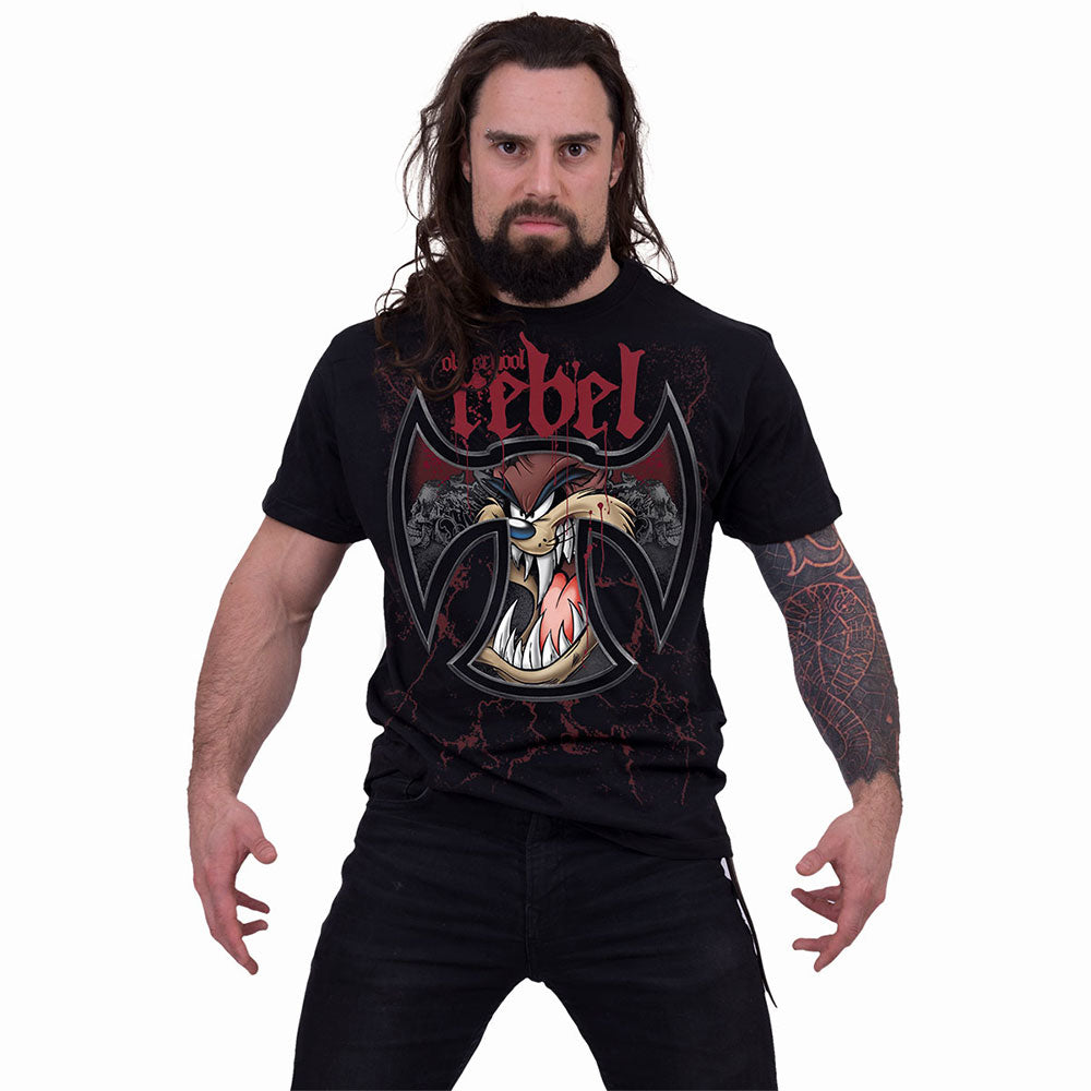 TAZ - OLD SCHOOL REBEL - Front Print T-Shirt Black product image 3