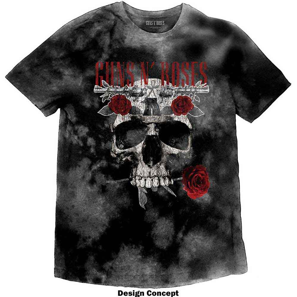 Guns N' Roses Unisex T-Shirt: Flower Skull (Dip-Dye On product image 1