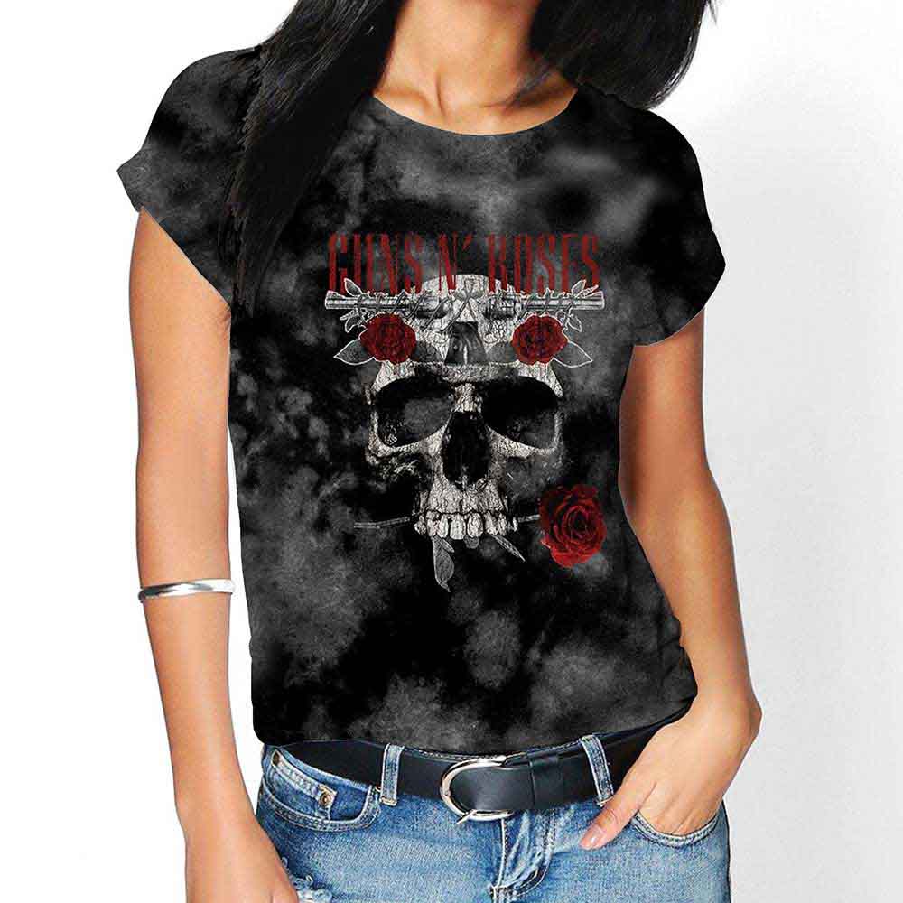 Guns N' Roses Unisex T-Shirt: Flower Skull (Dip-Dye On product image 2