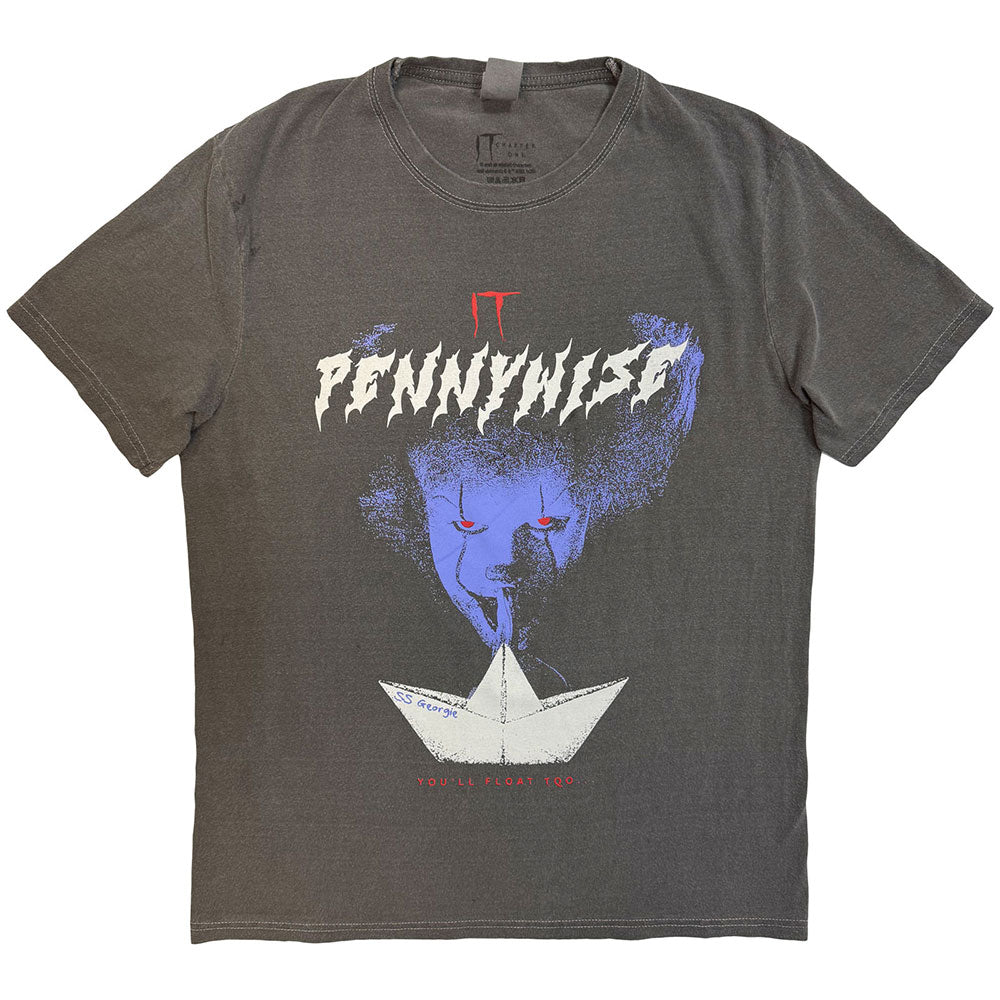IT Unisex Stone Wash T-Shirt: Pennywise Paper Boat (Black) product image 1