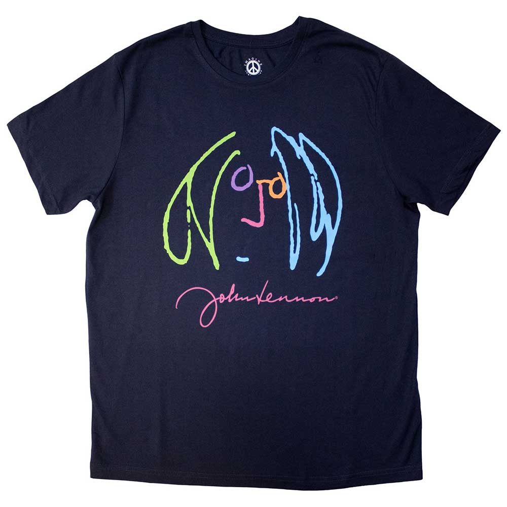 John Lennon Unisex T-Shirt: Self Portrait Full Colour (Navy product image 1