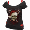 Spiral - CANDY CANE SANTA - 2in1 Red Ripped Top Black product image 1
