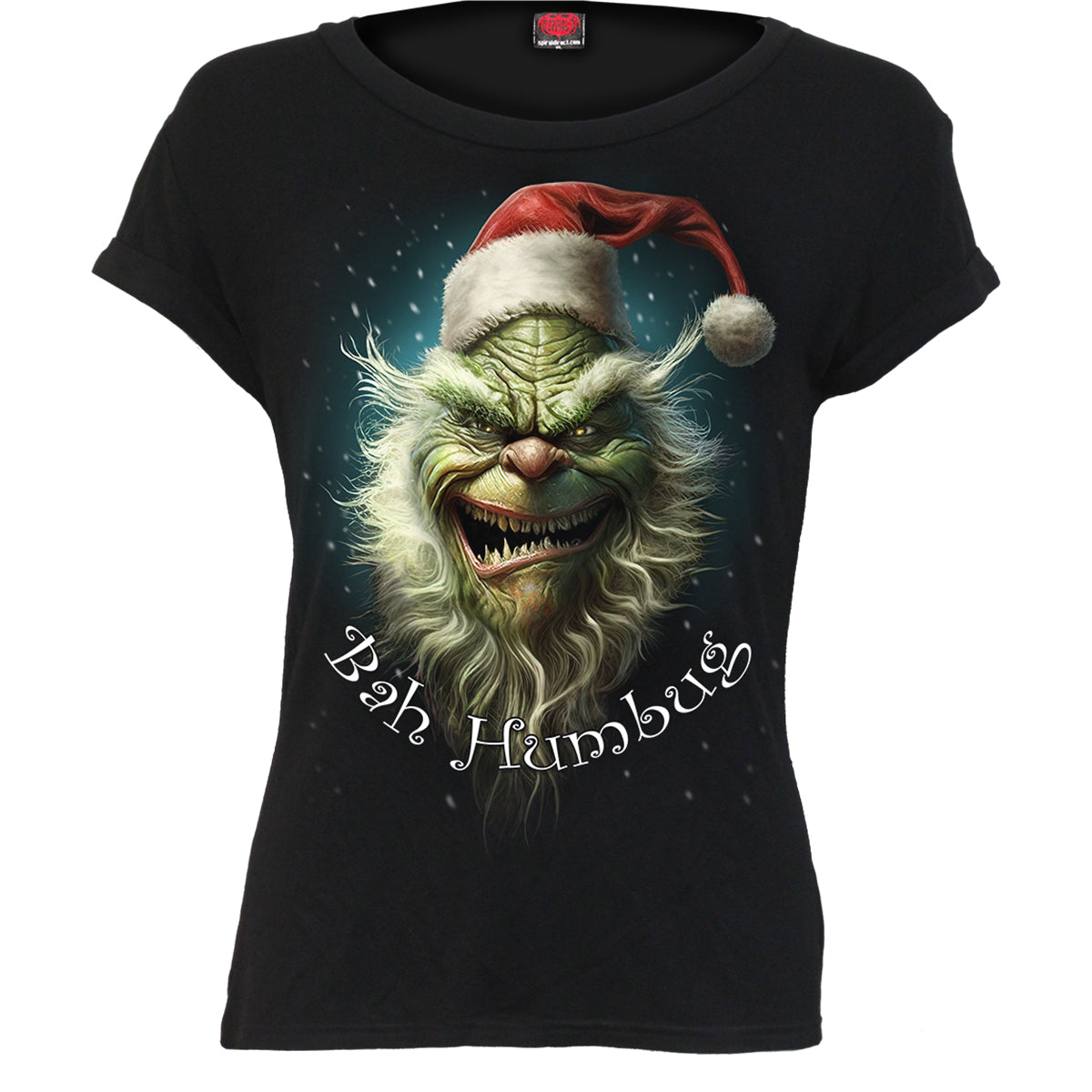 Spiral - BAH HUMBUG - Boatneck Cap Sleeve Top Black