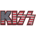 KISS Patch American Flag Band Logo new Official Red Woven Iron On 40 x 95mm