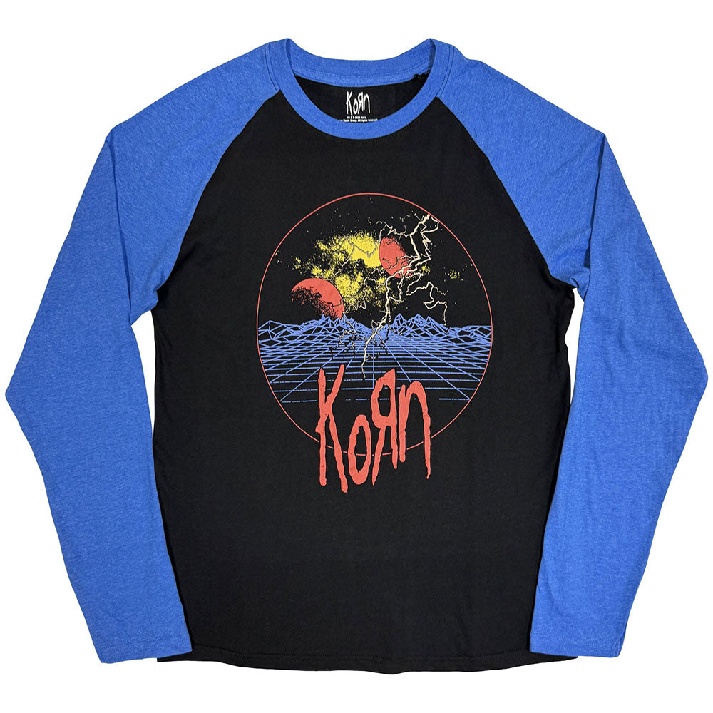 Korn Unisex Raglan T-Shirt: Wireframe Space (Black & Blue) product image 1