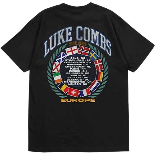 Luke Combs Unisex T-Shirt: Tour '23 Flag (Black) (Back product image 2