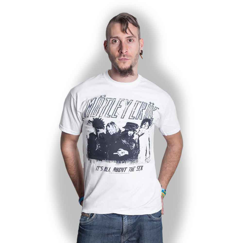Motley Crue Unisex T-Shirt: Stencil (White) product image 1