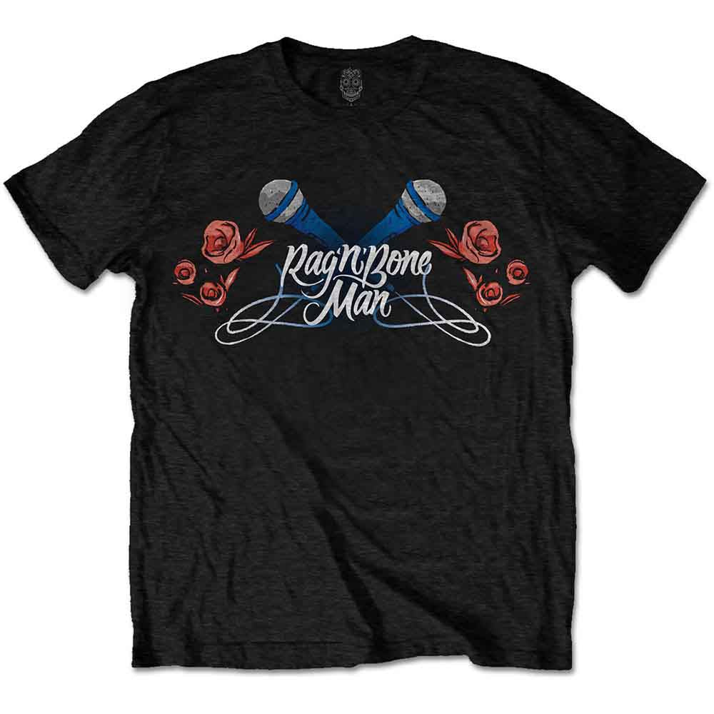 Rag'n'Bone Man Unisex T-Shirt: Mics & Roses (Black) product image 1