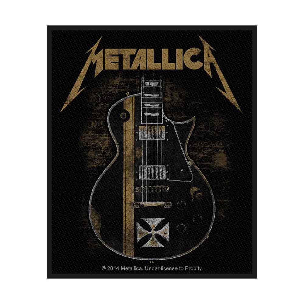 Metallica Patch Hetfield Guitar Logo Official New Black Cotton Sew On 10cm x 8cm