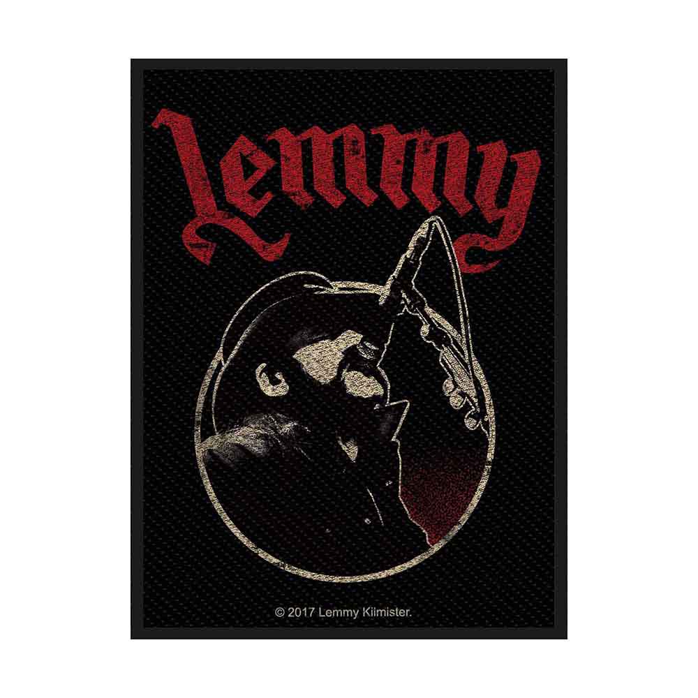 Motorhead Patch Lemmy Microphone Pose Official Black Cotton Sew On 10cm x 7cm