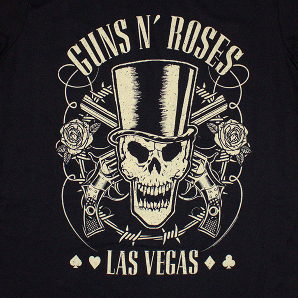 Guns N' Roses Top Hat Skull & Pistols Las Vegas Skinny Fit T Shirt