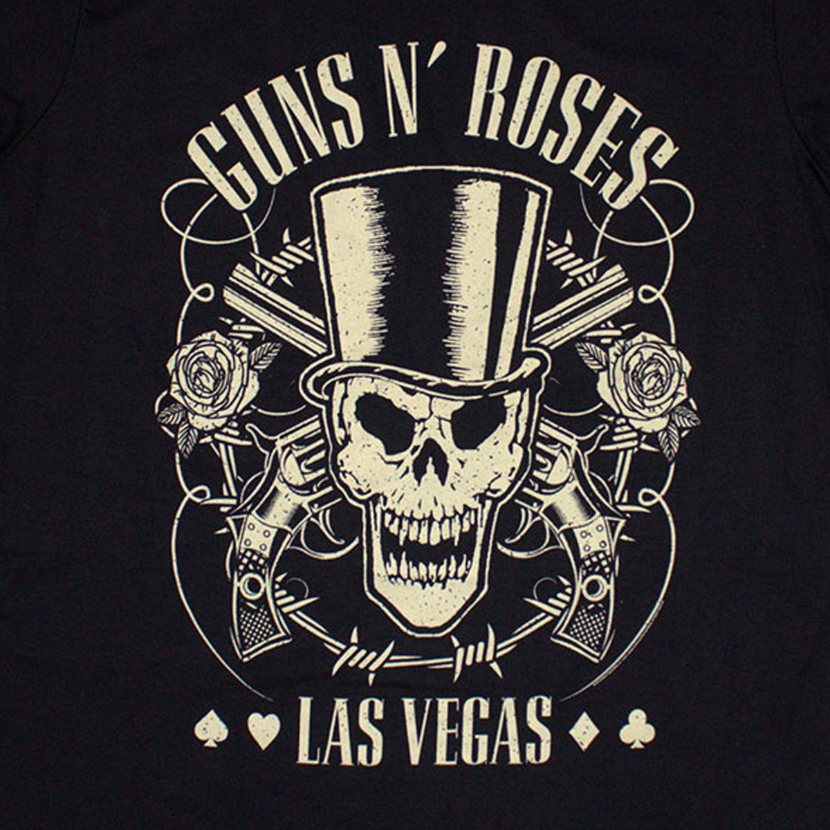 Guns N' Roses Top Hat Skull & Pistols Las Vegas Skinny Fit T Shirt