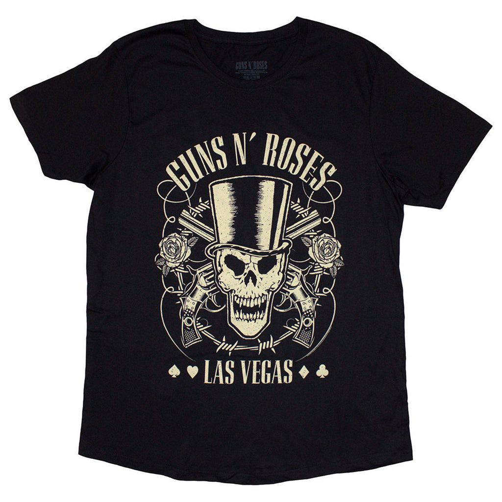 Guns N' Roses Top Hat Skull & Pistols Las Vegas Skinny Fit T Shirt