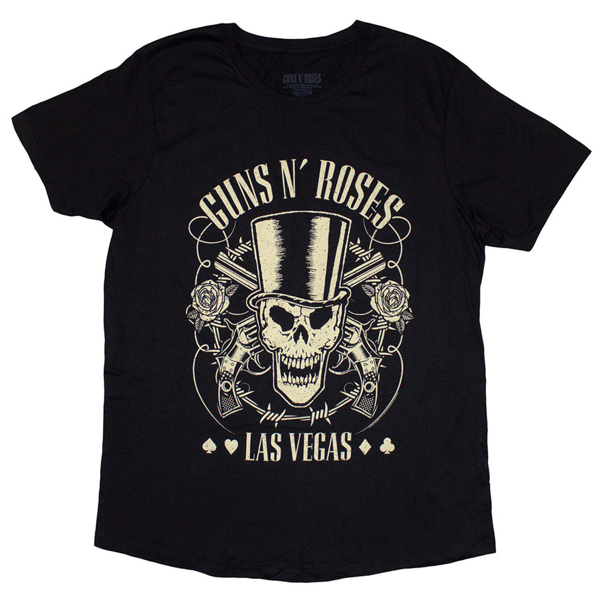 Guns N' Roses Top Hat Skull & Pistols Las Vegas Skinny Fit T Shirt