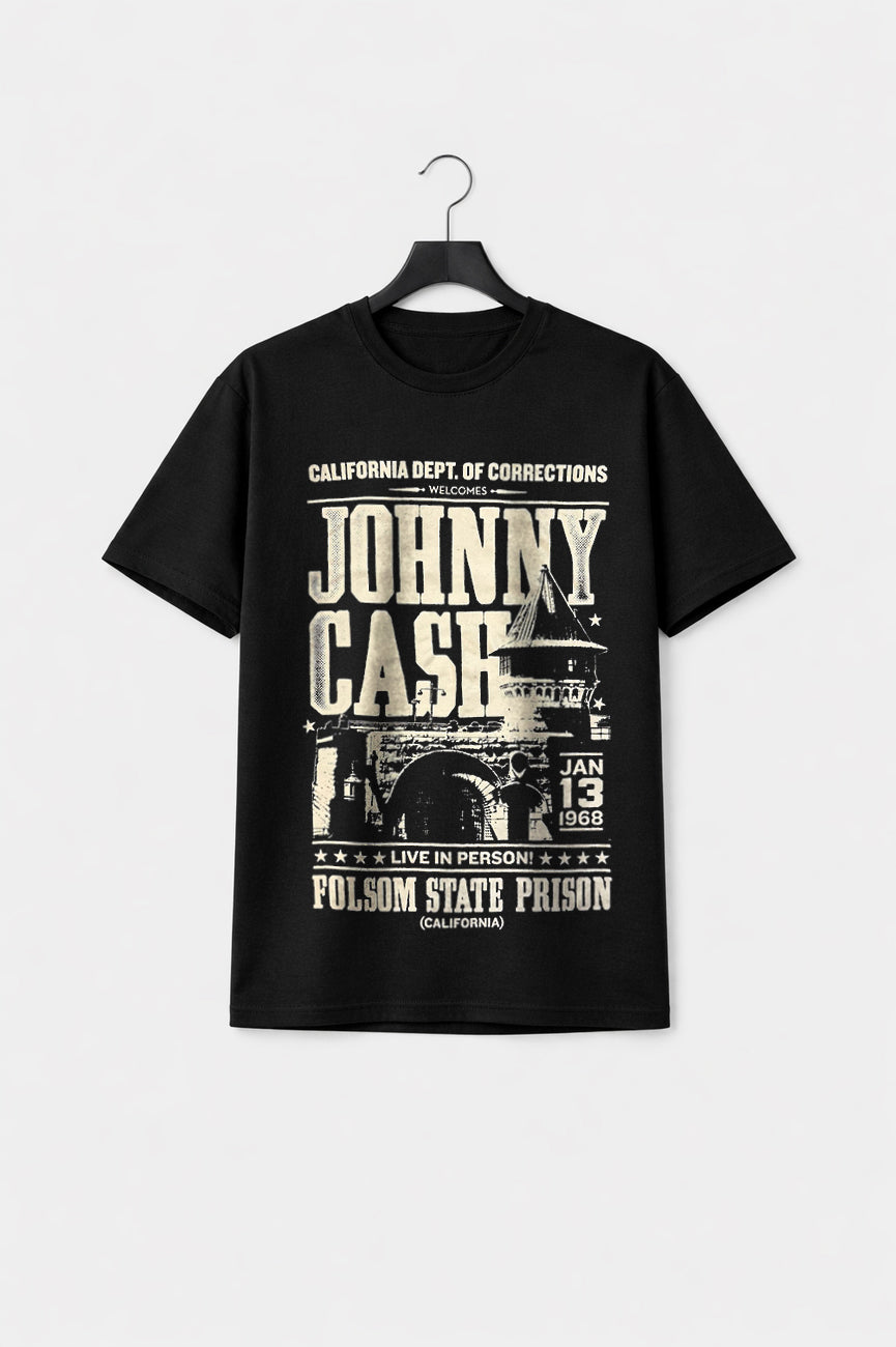 Johnny Cash Folsom Prison Poster Premium Carbon Finish T Shirt