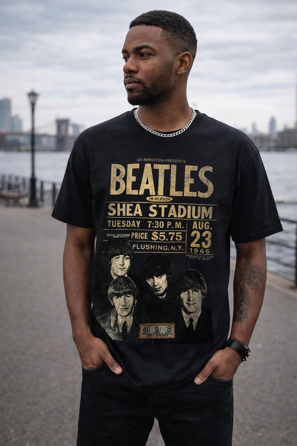 The Beatles Shea 1966 Premium Carbon Finish T Shirt product image 3