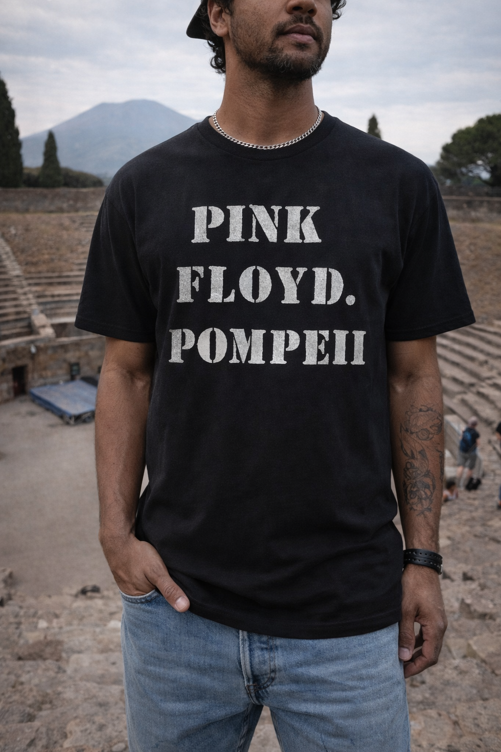 Pink Floyd Pompeii Stencil Premium Carbon Finish T Shirt product image 3