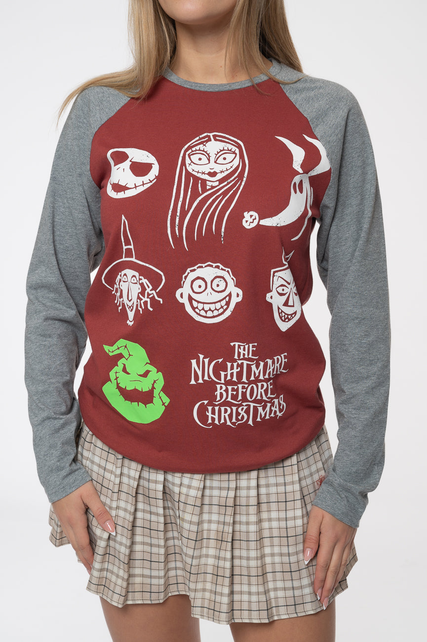 The Nightmare Before Christmas Stacked Faces Raglan Long product image 3