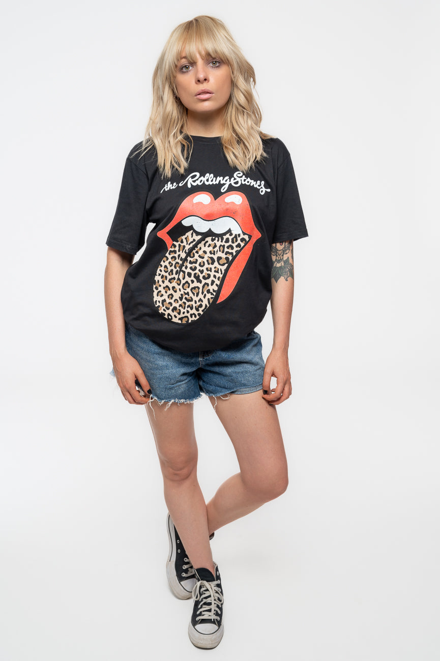 The Rolling Stones Leopard Print Tongue Boyfriend Fit T product image 2
