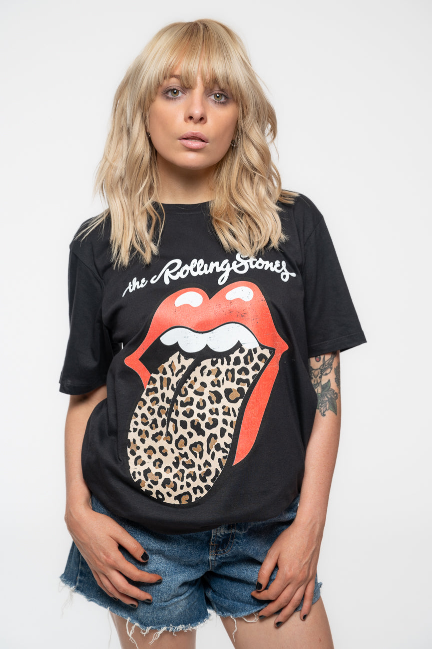The Rolling Stones Leopard Print Tongue Boyfriend Fit T product image 1