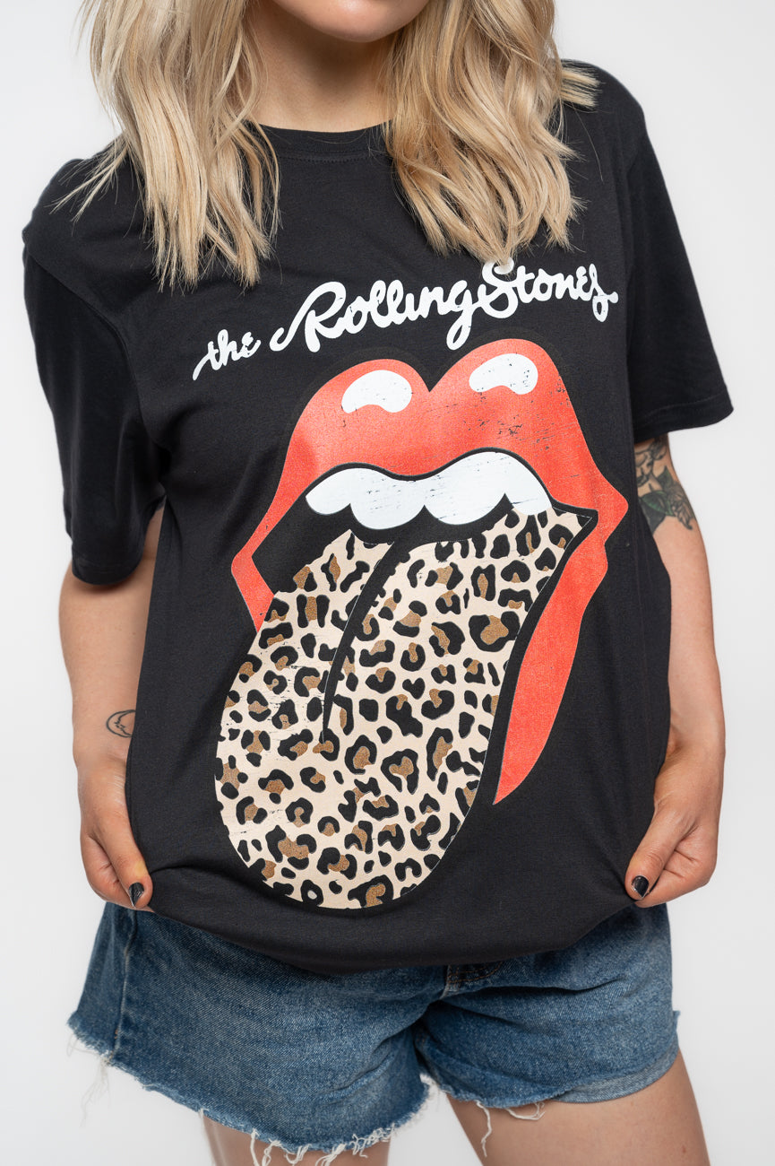 The Rolling Stones Leopard Print Tongue Boyfriend Fit T product image 3