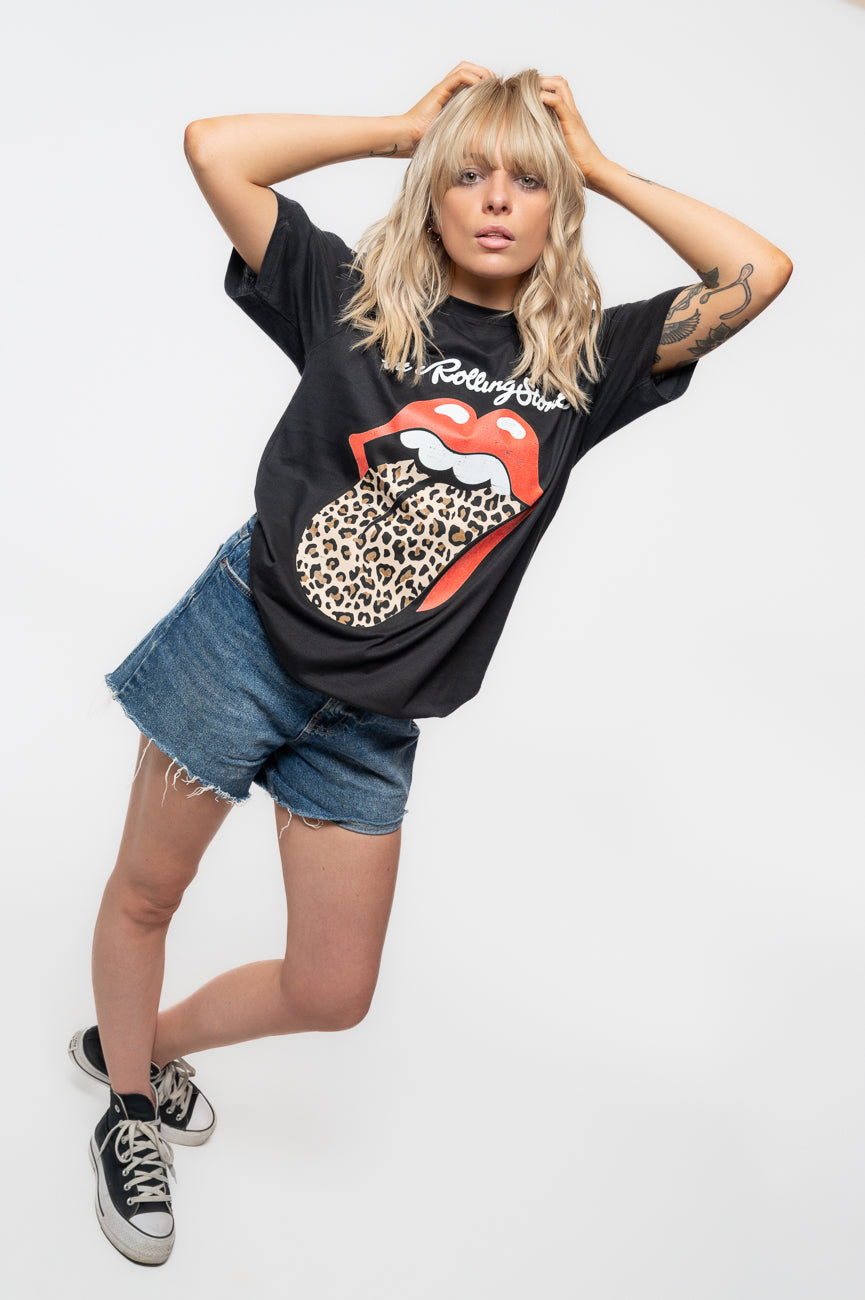 The Rolling Stones Leopard Print Tongue Boyfriend Fit T product image 5
