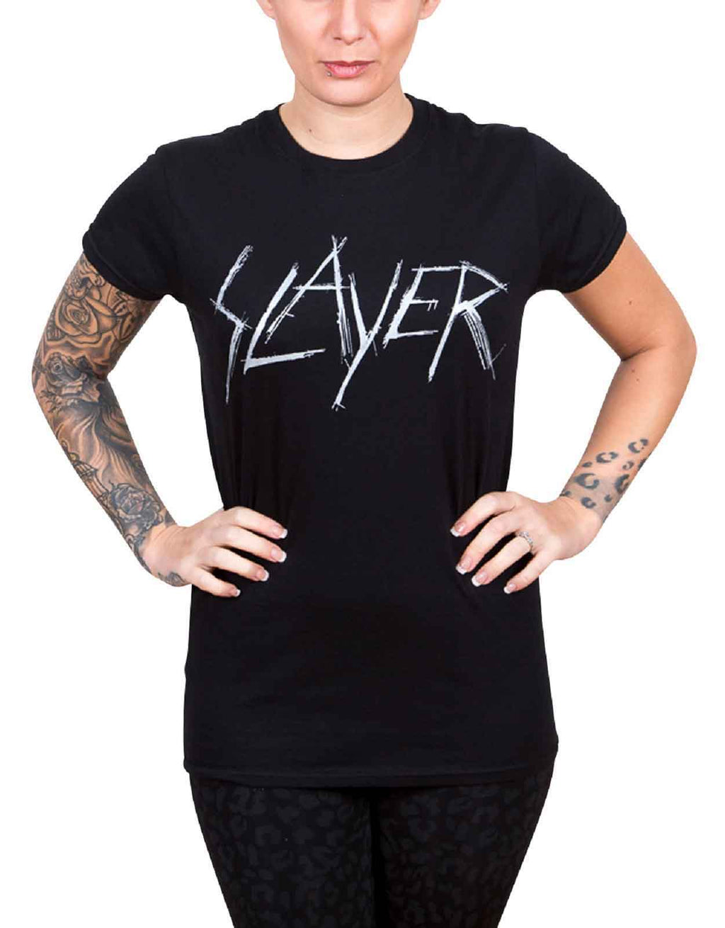 Slayer Scratched Logo Skinny Fit T Shirt product image 1