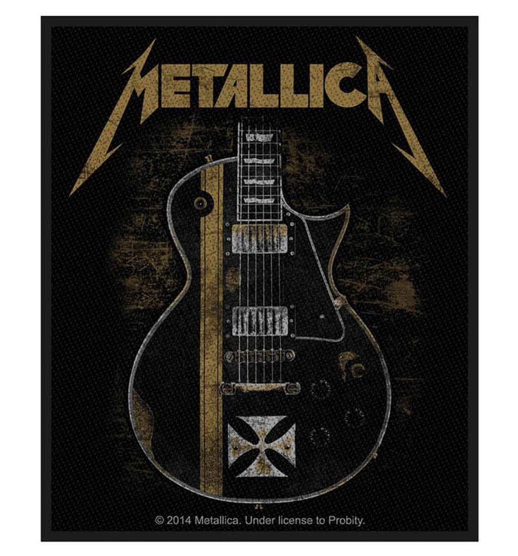 Metallica Patch Hetfield Guitar Logo Official New Black Cotton Sew On 10cm x 8cm