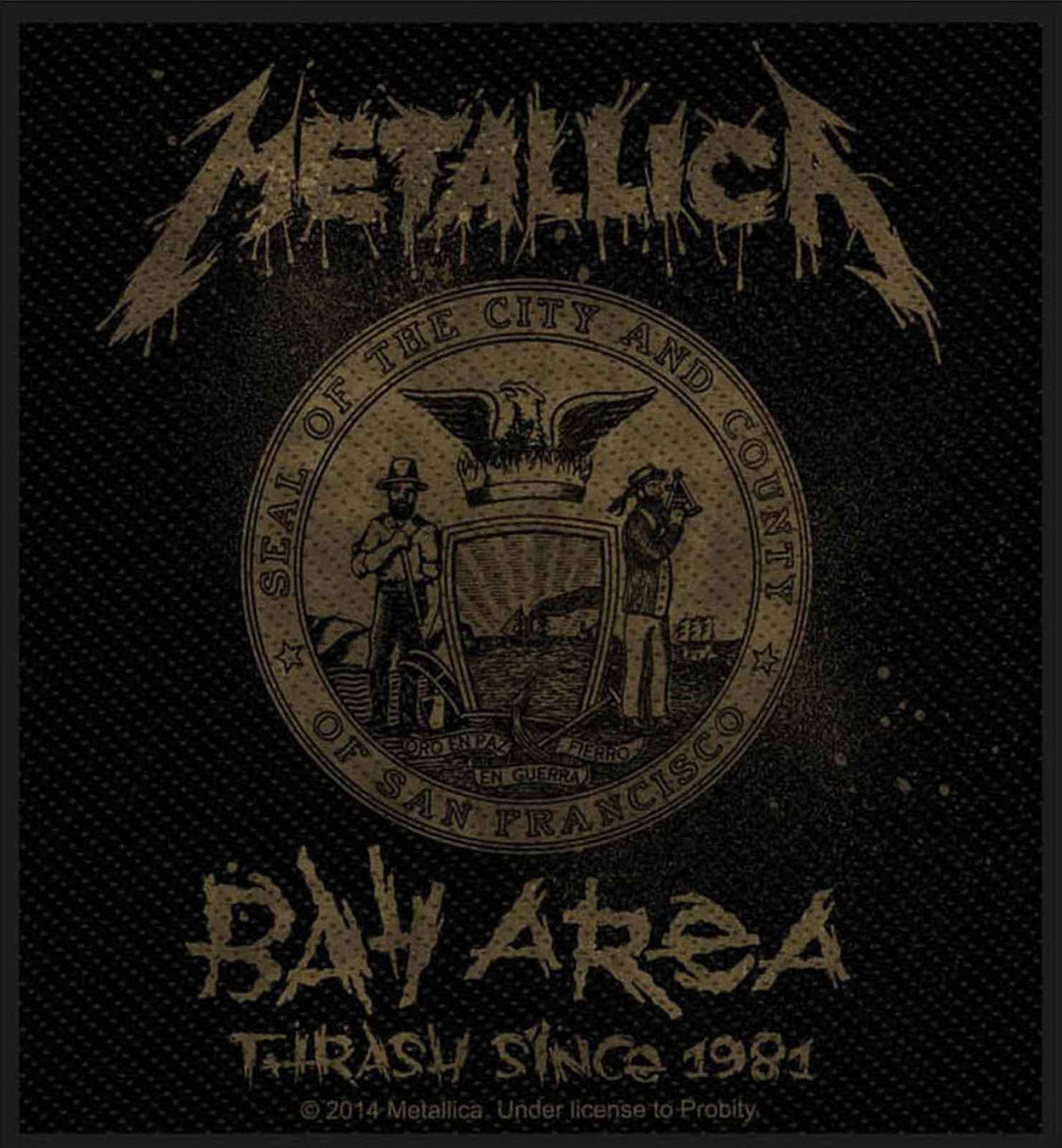 Metallica Patch Bay Area Thrash Logo Official New Black Cotton Sew On 10cm x 9cm
