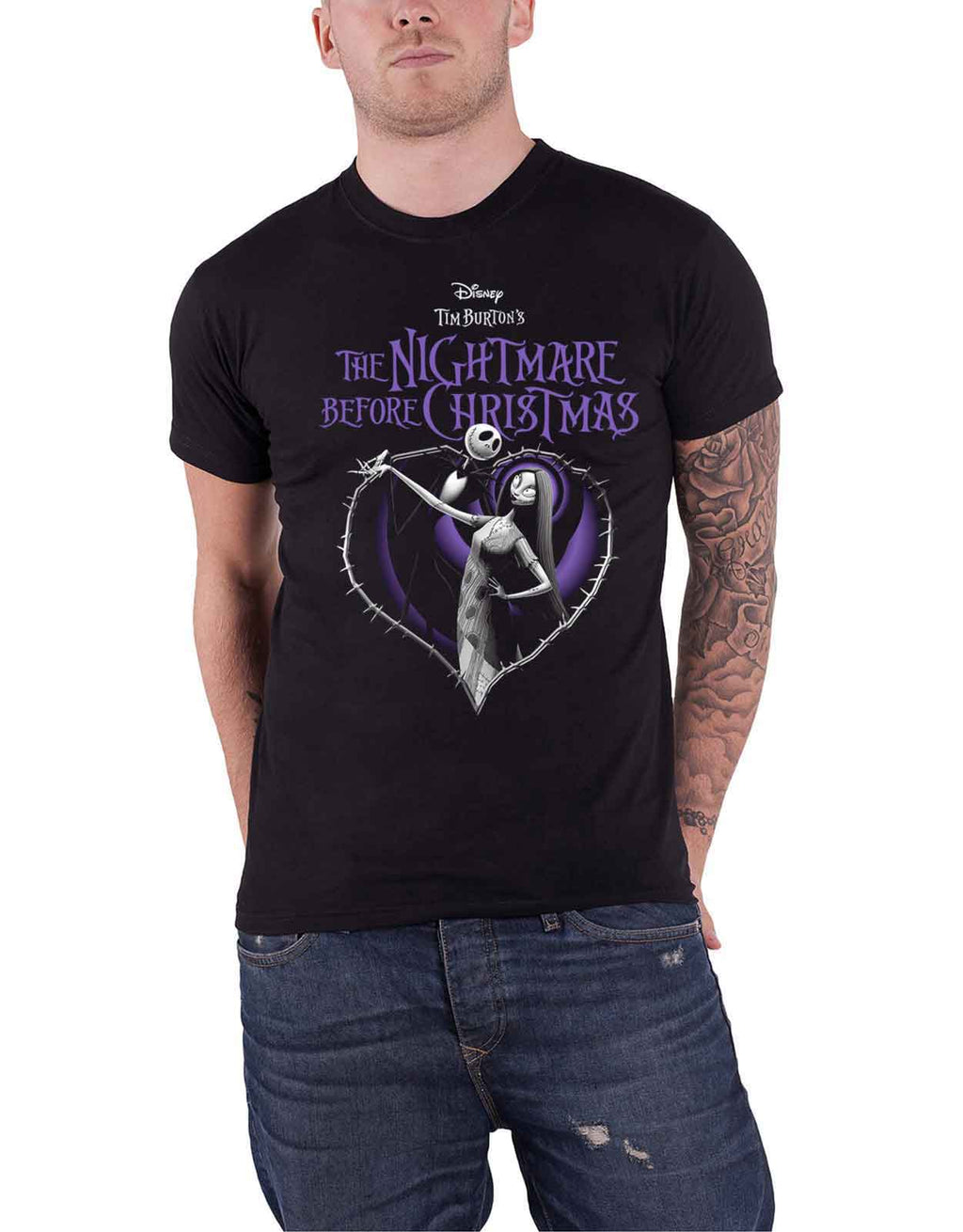 Nightmare Before Christmas Purple Heart Official Mens Black product image 1